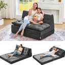 Hobestluk Sofa Couch Folding Sofa Bed Sleeper Comfy Floor Lounger Loveseat Sofa with Removable Cushion Couches Foldable Mattress for Living Room Bedroom or Office (Chenille Grey, Oversize)