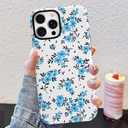 J.west for iPhone 14 Pro Max Case with 2 Pack Tempered Glass Screen Protectors Cute Floral Phone Case Hybrid PC+TPU Slim Shockproof Phone Cover for Women Girls