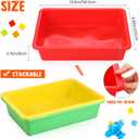 Hoteam 18 Pcs Flat Storage Organizer Bins Letter Size Paper Tray Classroom Storage Plastic Art Trays Classroom Pencil Organizer Baskets for School Office Teacher Book Organization(Colorful)