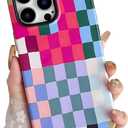 Compatible with iPhone 14 Pro Case,Cute Simple Colorful Checkered Case with Shockproof Slim Soft TPU and Hard PC Protective Covers for Women/Men Designed for iPhone 14 Pro (Colorful 1)