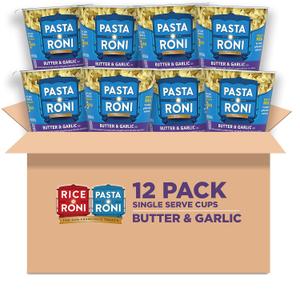 Pasta Roni Cups Mix, Butter & Garlic Pasta, 2.15 Oz (Pack of 12), Best By 05, 2025