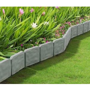 Landscape Garden Edging Border No Dig 20 pcs- Gray Stone Effect Plastic Lawn Edging Border for Outdoor Garden Balcony Yard Walkway (Gray)