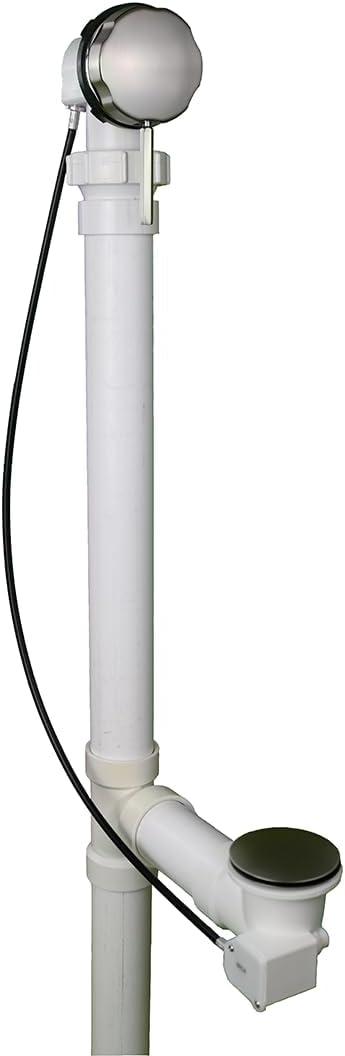 Cable Drain for Bathtubs, Drain and Overflow Complete Kit, Easy Grasp Knob with Extension Handle (40" Walk-in/High Depth Tub, Brushed Nickel)