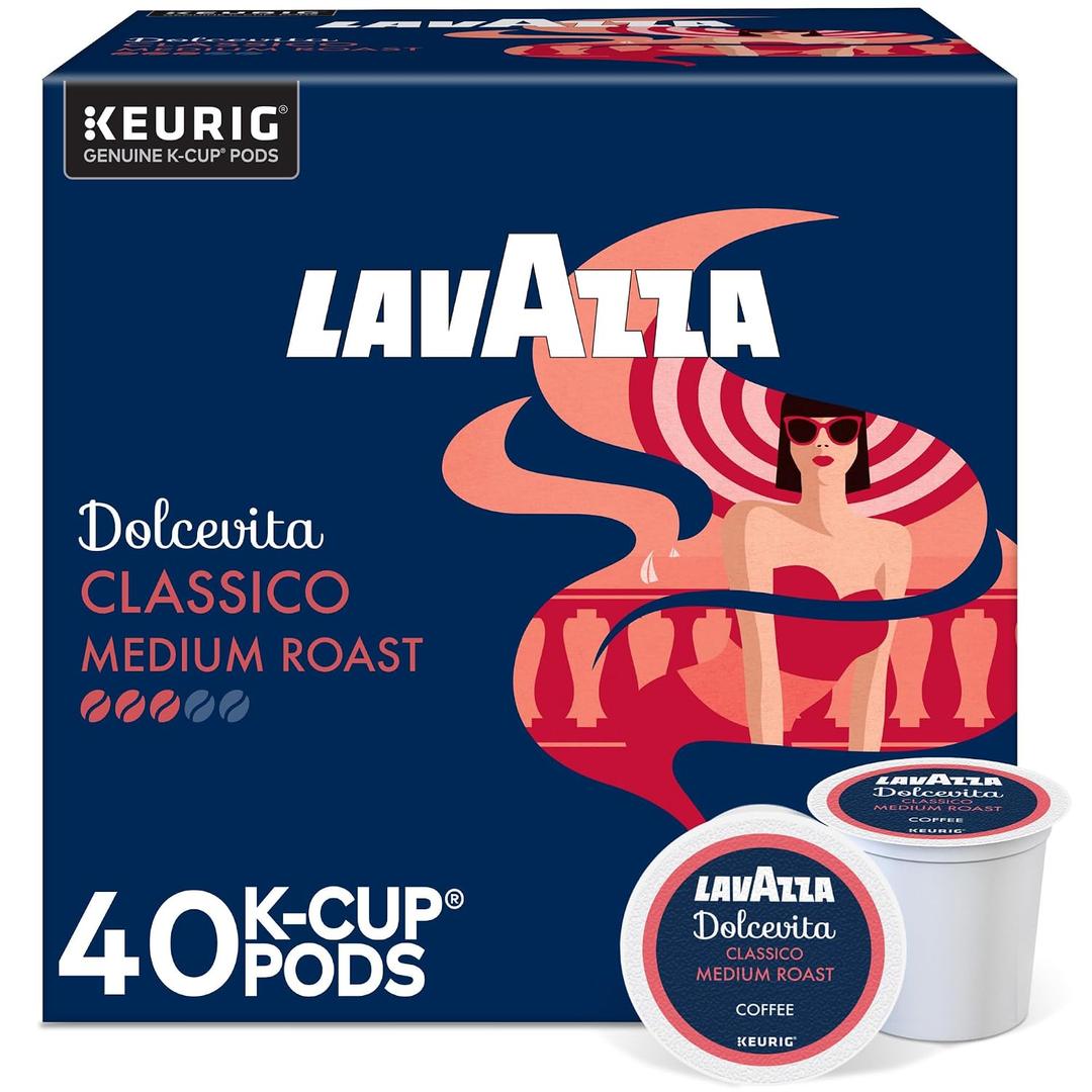 Lavazza Dolcevita Classico, Single-Serve Keurig K-Cup Pods, Medium Roast Coffee, 40-Count Box (EXP 04/05/28)