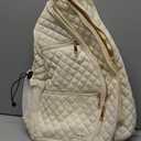 Sucipi Women's Pickleball Backpack - Quilted Crossbody Sling Bag for Tennis & Pickleball Paddle (Medium, Beige)