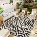 OLANLY Waterproof Outdoor Rug 5x8 ft, Outdoor Plastic Straw Rug for Camping, RV Mat Outside, Outdoor Carpet for Porch, Deck, Backyard, Balcony, Picnic, Black & Beige