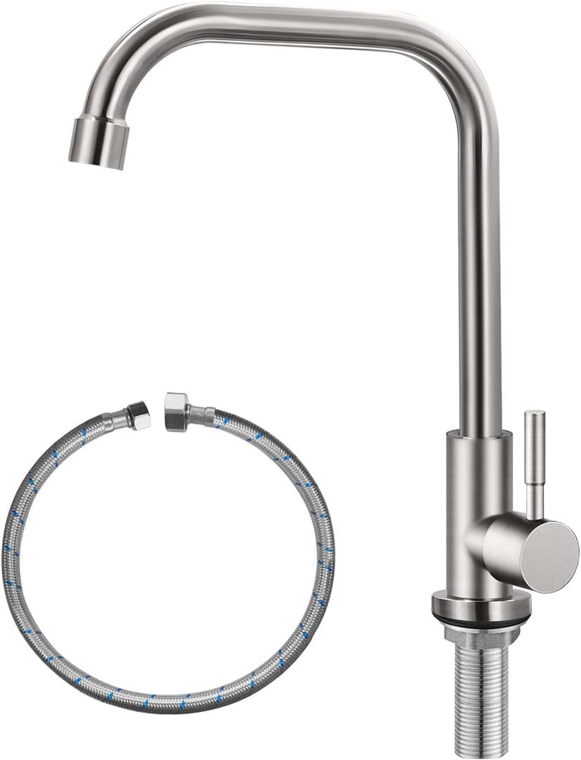 Cold Only Water Faucet Single Hole Kitchen Sink Faucet SUS304 Stainless Steel Brushed Nickel