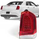 Huray Full LED Tail Light Fit for Chrysler 300/300C 2015-2023 Sedan 4Dr, RH Taillight OE Style Tail lamp Rear Brake Lamp Replacement for CH2801213 Passenger Side (Right Chrome Bezel)