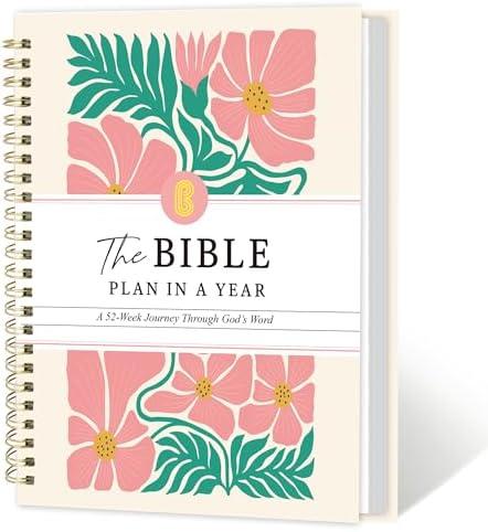 The Bible in a Year: A 52-Week Study Bible Study Guide, Spiral Bible Journal with Thick Paper & Hard Cover for Women | Ideal for Daily Devotions, Group Study, Home/Church