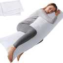 ELNIDO QUEEN Body Pillow with Pillowcase - Soft Long Bed Pillow for Adults - Breathable Full Body Pillow Insert for Sleeping, 20x54inches, White