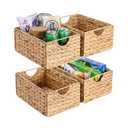 Water Hyacinth Pantry Baskets Set of 6, 12.5 x 9.5 x 6in Wicker Storage Baskets for Shelves, Pantry Baskets Organization, Bathroom Shelves Storage Basket