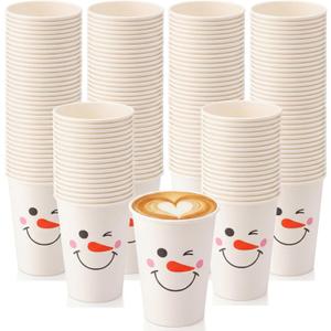 200 Sets Christmas Snowman Soup Kits for Classroom Coworker Gift 12 Oz Winter Snowman Paper Cups for Hot Cocoa Chocolate Soup Tags Clear Xmas Bags (Classic)