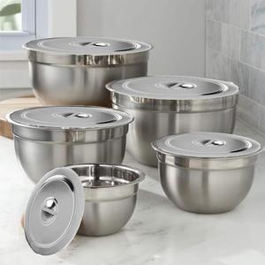 Delux Stainless Steel German Bowl Set with Steel Lid of 5 Piece with 5 Different Sizes- 14, 18, 22, 26, 30 cm