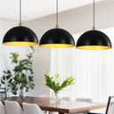 Black-Farmhouse Pendant-Light Hanging-Lamp Fixtures - 20 inch Kitchen Island Pendant Lights Industrial Dome Ceiling Lighting Dining Room Large Vintage Light for Indoor Black and Gold