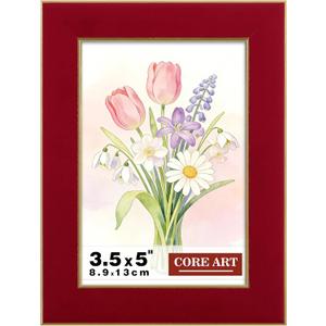 CORE ART 3.5x5 Picture Frame Red Photo Frame, 3.5 by 5 Colorful Frame with HD Plexiglass, Wall or Tabletop Display