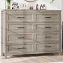 Farmhouse Dresser 8 Drawer Dresser for Bedroom, Large Wooden Dressers Double Grey Dresser with Deep Drawers Dressers for Hallway, Entryway (Gray)