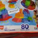 MEGA BLOKS First Builders Toddler Blocks Toys Set, Big Building Bag with 80 Pieces and Storage, Blue, Ages 1+ Years