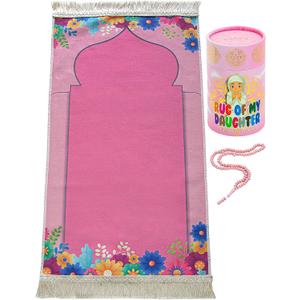 ihvan online, Kids Prayer Mat, Muslim Prayer Rug for Kid, Islamic Gifts for Kids, Design Janamaz Sajadah, Soft Salah Mat Carpet for Kids, Travel Praying Rug, Ramadan Eid Gift, Pink Kaaba