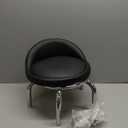 Black Roller Seat Pu Leather Low Heavy Duty Round Rolling Stool 360 Swivel Small Stool with Universal Caster Wheels and Backrest for Home Office Garage Shop Fitness (A)