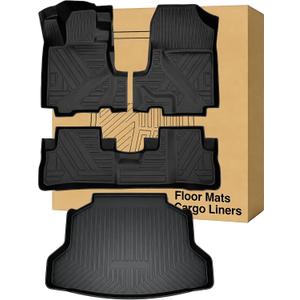 Floor Mats Cargo Liners Compatible with 2007-2011 Honda CR-VAll Weather Protection Waterproof Durable Anti-Slip Odorless Custom-fit Front Rear Rows Back Trunk Tray Full Set Carpet Liner