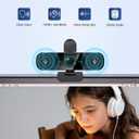 RUWBY Full HD 1080P Webcam with Built-in Dual Mics, Wide-Angle Lens, Privacy Cover, Tripod Stand, Autofocus Computer Camera, Plug and Play for Desktop PC or Laptop