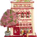 Blue Sky Clayworks Love Blooms Here Candle House, Ceramic, 7" L x 5" W x 8" H, Flower Shop Window Glow