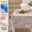 Lintex Home Bargains Plus 60 x 84 Inch Rectangle Vinyl Tablecloth with Flannel Backing, Traditional Grapevine Print, Waterproof Indoor Outdoor Dining Room, Party and Banquet Table Cover, Taupe