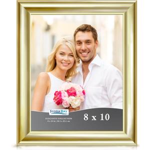 Icona Bay 8x10 Gold Picture Frame, Contemporary Photo Frame 8 x 10, Wall Mount or Table Top, Elegante Collection