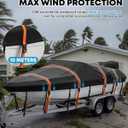 Kohree Boat Cover 16-18.5ft, Heavy Duty 1200D Marine-Grade Waterproof, Extra 4 Extended Straps, Trailerable & Wind-Resistant, Fits V-Hull, Fish & Ski, Pro-Style, Runabout, Bass Boats, up to 94" Wide