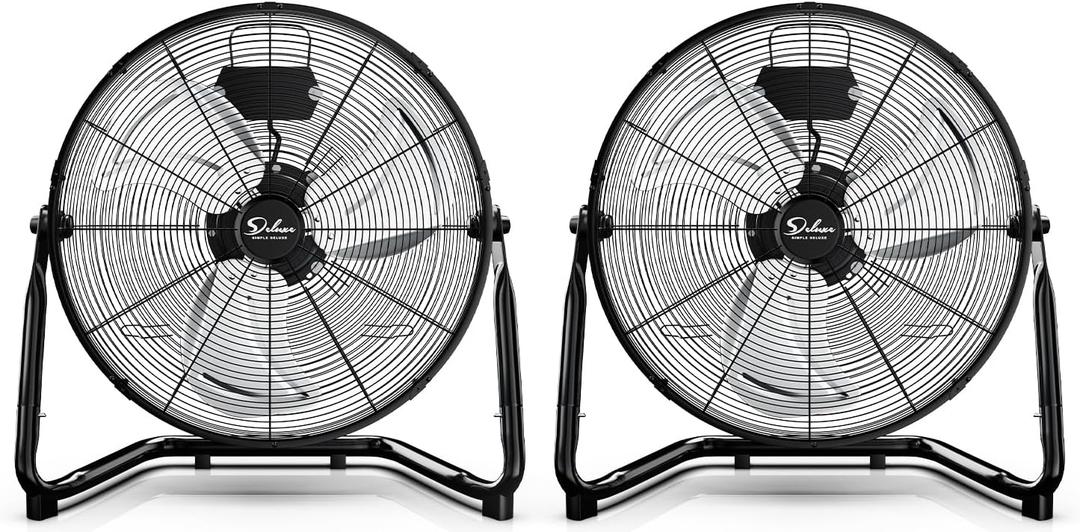 Simple Deluxe 20 Inch 3-Speed High Velocity Heavy Duty Metal Industrial Floor Fan for Warehouse,Workshop, Factory and Basement, Black