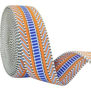 1.5 Inch Patterned Cotton Webbing Straps - 1 1/2 Inch 5 Yards Jacquard Fabric Ribbon Heavy Duty Straps for Bags Making,Harnesses,Backpack, Belts,Clothing,Sewing (T053 Orange)