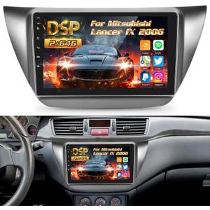 NHOPEEW [2+64G] Android Stereo for Mitsubishi Lancer 9 IX 2000-2007 - 9 inch Touchscreen Aftermarket Radio - Wireless Carplay & Android Auto, DSP, WiFi, GPS, SWC + Backup Camera + Accessories