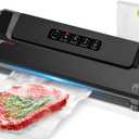 [Updated 2025] Bonsenkitchen Vacuum Sealer Machine + 5 Vacuum Bags, Fast-Compact/Multi-Functional Food Vacuum Sealer with External Vacuum System, Black