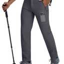 BLUE CHILL Mens Hiking Pants with 4 Zipper Pockets Dark Grey 32W30L (Gray)