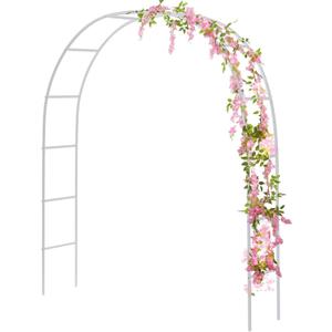 RUBFAC 94" Metal Wedding Arch Frame, White Garden Trellis for Climbing Plants Outdoor, Garden Arbors and Arches Party Archway for Flower Rose Vines Birthday Bridal Christmas Decoration