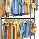 Stylish Clothes Rack - Rust-Proof Clothing Rack with Shelves, Hangers, Removable Hooks, Anti-Tip Wardrobe Closet with Lockable Wheels & Wall Anchor for Bedroom, 33.0" x 12.6" x 78.7", Black