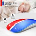 JOYACCESS Rechargeable Wireless Mouse, 2.4G Portable Slim Silent Mouse with USB Receiver and Type C Adapter, 5 Level 3000 DPI, Works with Mac or iPad (Blue & Red)