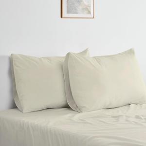 Bioweaves 100% Organic Washed Cotton Percale Weave Pillow Cases Standard Size GOTS Certified Queen Pillow Covers, Envelope Closure  Set of 2, F Dew