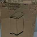 Home Zone Living 13 Gallon Slim Kitchen Trash Can with Dual Compartments for Trash and Recycling, Soft Close Lid, Step Pedal, Stainless Steel, Silver