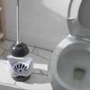 Clorox Toilet Plunger with Hideaway Holder Caddy Heavy-Duty Compact Design with Non-Skid Rubber Base for Bathroom Convenient Storage Toilet Unclogger, 6.5x19.5-Inch, White