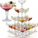 Zopeal 50 Pcs Champagne Glasses 5 oz Disposable Plastic Martini Glasses Unbreakable Wine Cups Stackable Stemmed Champagne Coupe Party Stem Cups for Valentine's Day Wedding Birthday Bar (Clear)