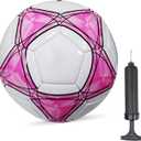 Soccer Ball Size 3,4,5 Soft PU for Practice Training Gift Boys Girls Kid Come with Pump and Needle, (Pink)