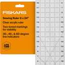 Fiskars 6" x 24" Sewing & Quilting Ruler with Gridlines, Clear/Black