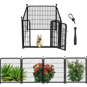Dog Playpen 48 inch(H) 4 Panels Dog Fence Outdoor for Yard. Metal Dog Pen Heavy Duty Pet Puppy Exercise Pen for Rv Camping Garden Yard, Wide Door Low Threshold Dog Fence Total 8.9 Ft(L)