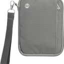 WALNEW Passport Holder Family for 4, RFID Blocking Travel Wallet Women Men, Lightweight Zipper Document Organizer Pouch Bag Credit Cards Case Cover for Travelling (Gray)