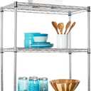 BestOffice 23Lx13.2Wx30.2H Adjustable Metal Storage Shelves 3-Tier Wire Shelving Unit Organizer Wire Rack 450Lbs Capacity for Small Places Kitchen Garage,Chrome