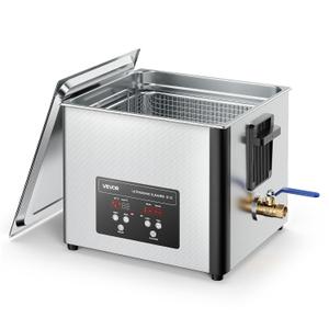 VEVOR 15L Ultrasonic Cleaner, Professional Ultrasonic Cleaner Machine with Cleaning Basket & Digital Display, 240W Stainless Steel 40kHz Industrial Cleaning Machine for Parts, Carburetors, Instruments