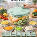 Salad Spinner 7Piece Multifunction Set Lettuce Spinner, Vegetable Washer, Salad Chopper, Slicer, Shredder & Grater Salad Bowl with Lid & AllinOne Kitchen Gadget for Easy Prep