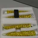 DN DECONATION 4PCS Flameless Christmas Tree Candles with Remote, LED Christmas Flameless Taper Advent Candles Battery Operated, Gold Tree Shaped Fake Candle Sticks for Table Decor Window Decorations