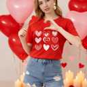 Valentines Shirt for Women Cute Love Heart Tshirts Casual Hearts Graphic Tee Tops for Her (Red, XL)